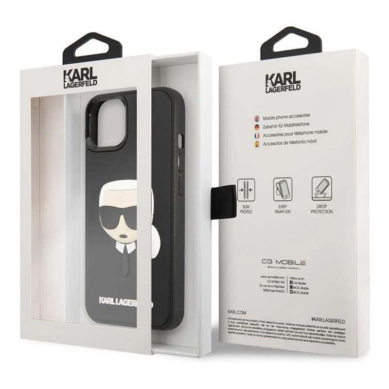 Чехол Karl Lagerfeld для iPhone 14 Plus 3D Rubber Karl's head Hard (KLHCP14MKH3DBK) Чёрный