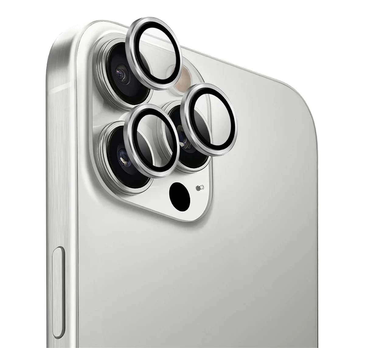 Защитное стекло для камеры iPhone 16 Pro/16 Pro Max UNIQ OPTIX Camera Lens AluGuard (IP6.3P-6.9P(2024)-ALENSSIL) Серебристый