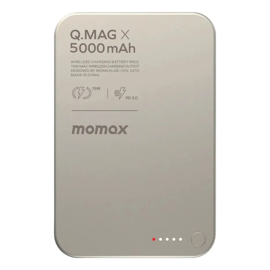 Внешний аккумулятор MOMAX 5000mAh Q.MAG X Ultra Slim Magnetic Wireless Battery Pack (IP116AL2) Титан