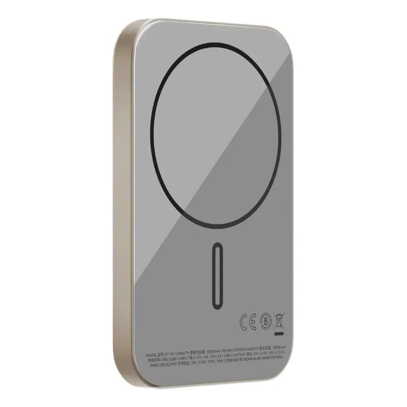 Внешний аккумулятор MOMAX 5000mAh Q.MAG X Ultra Slim Magnetic Wireless Battery Pack (IP116AL2) Титан