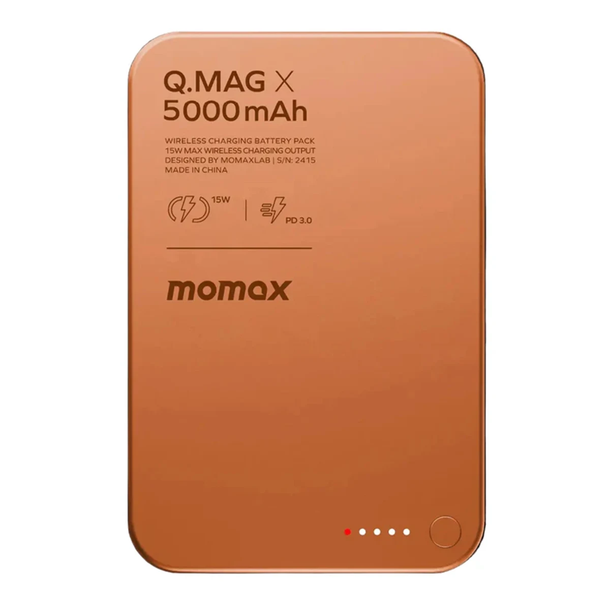 Внешний аккумулятор MOMAX 5000mAh Q.Mag X Magnetic Wireless Battery Pack (IP116AM) Orange, оранжевый
