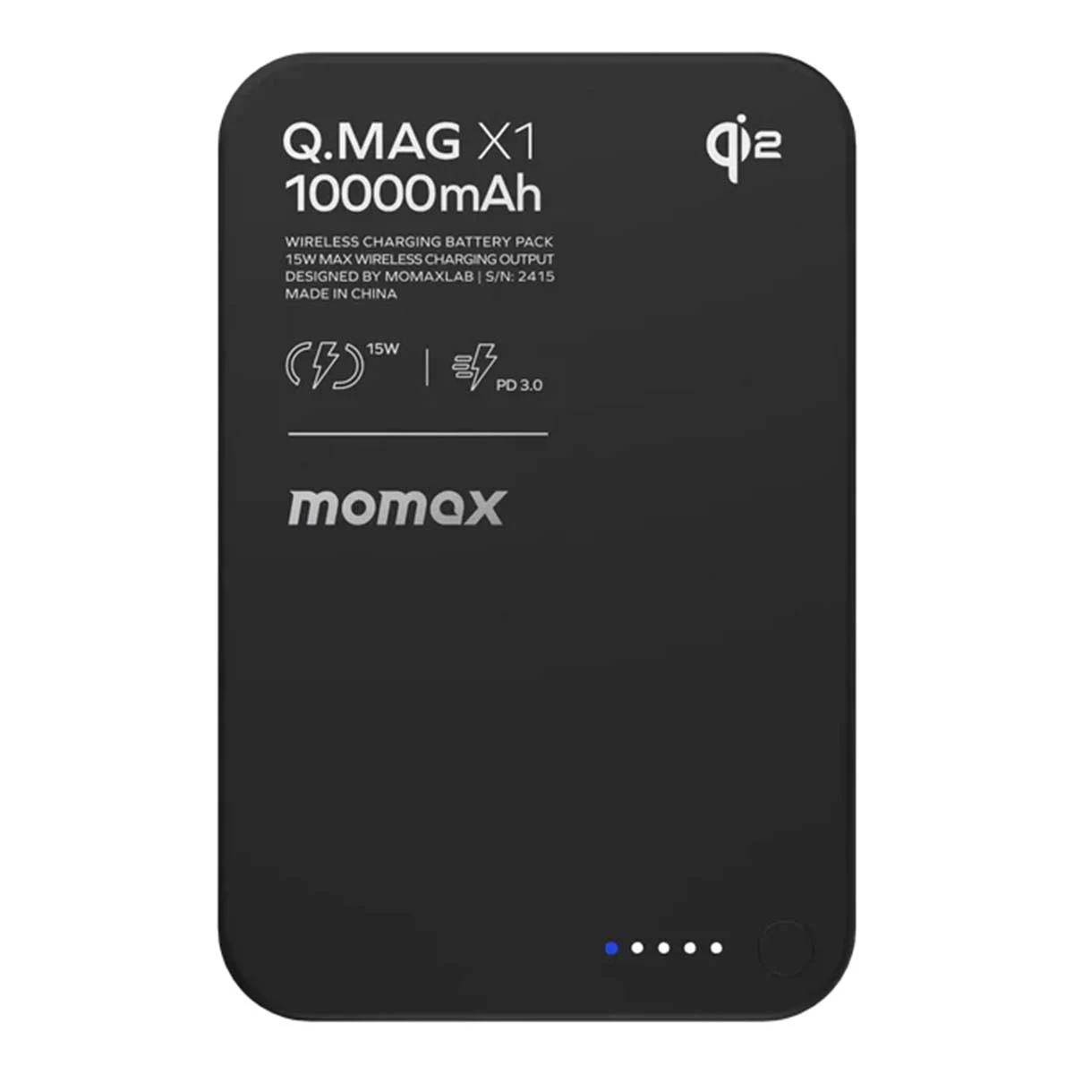 Внешний аккумулятор MOMAX 10000mAh IP136Q2D Q.Mag X1 Qi2 Magnetic wireless Power Bank Gen 2 Чёрный