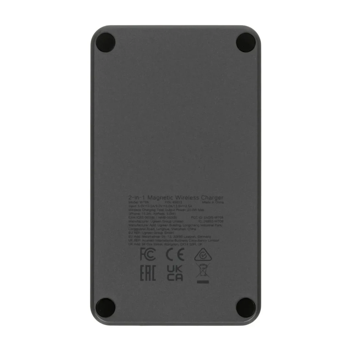 Беспроводное зарядное устройство UGREEN W706 2в1 Wireless Charger Qi2 (45023) Серый