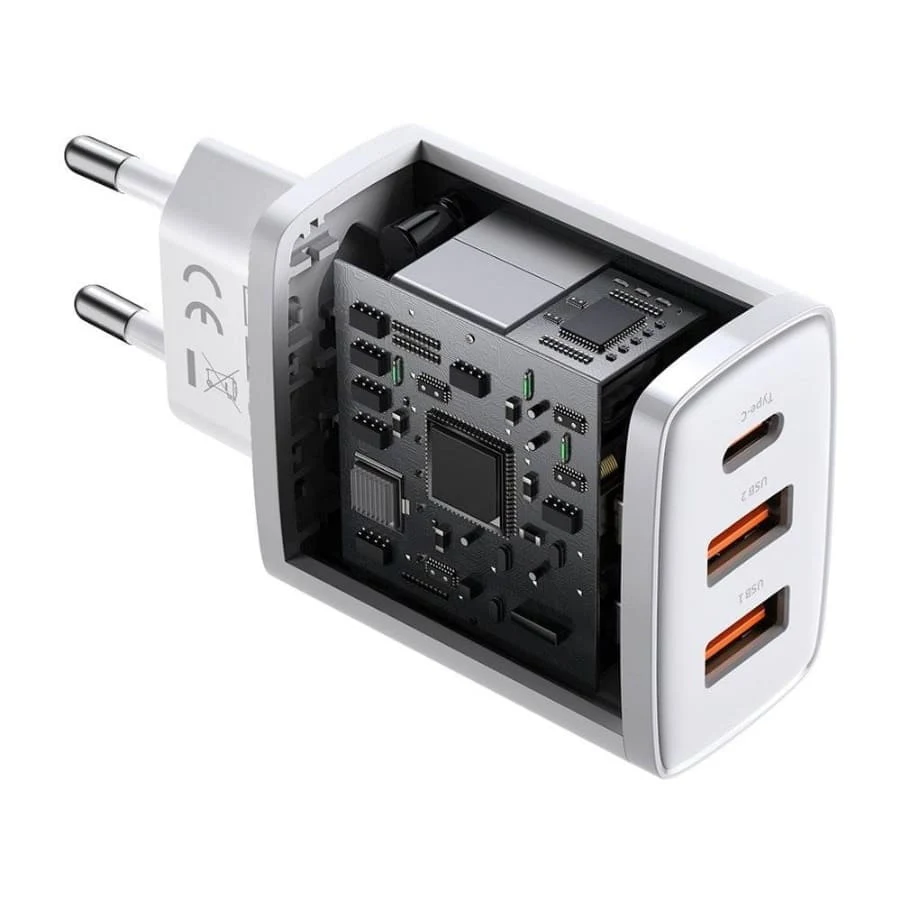 Зарядное устройство Baseus Compact Quick Charger 2 USB-A + USB Type-C 30Вт EU (CCXJ-E02) Белый