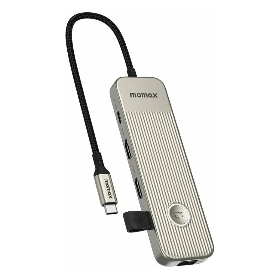 Хаб Momax One-Link USB-C Hub 9в1 Type-C+HDMI+RJ-45 Ethernet+SD/TF+USB-A Титан