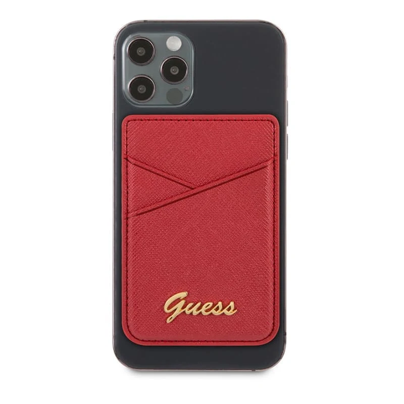 Магнитный бумажник Guess Wallet Cardslot MagSafe Saffiano Script logo (GUWMSSASLRE) Красный