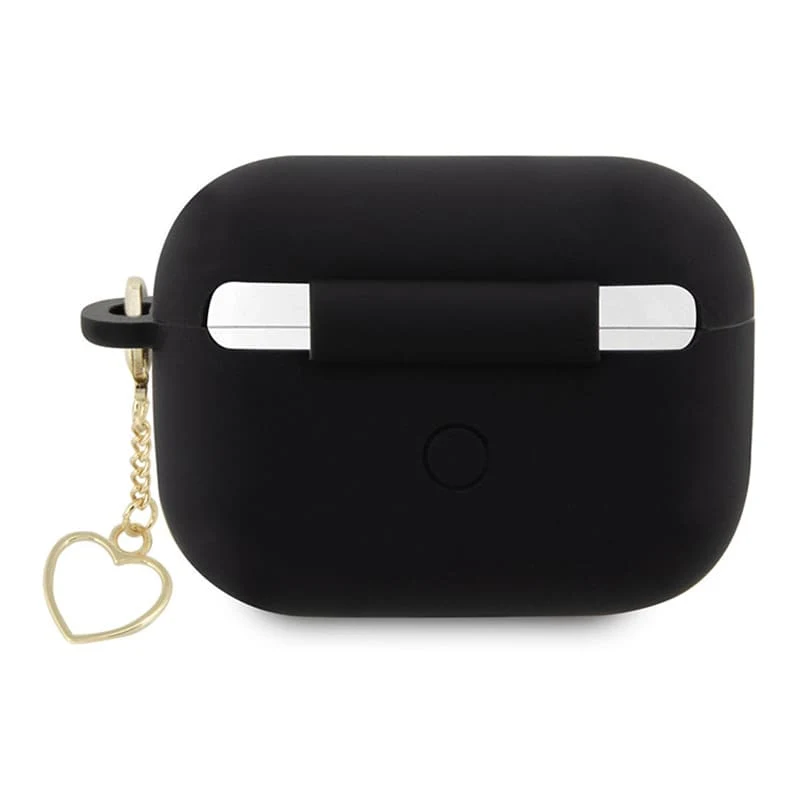 Чехол для AirPods Pro 2 Guess CG Mobile Silicone Script logo with Heart charm (GUAP2LSCHSK) Черный