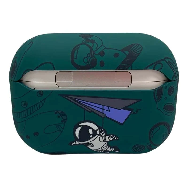 Чехол для AirPods 3 COQUE POUR Зеленый с рисунком Lovely astronauts in space
