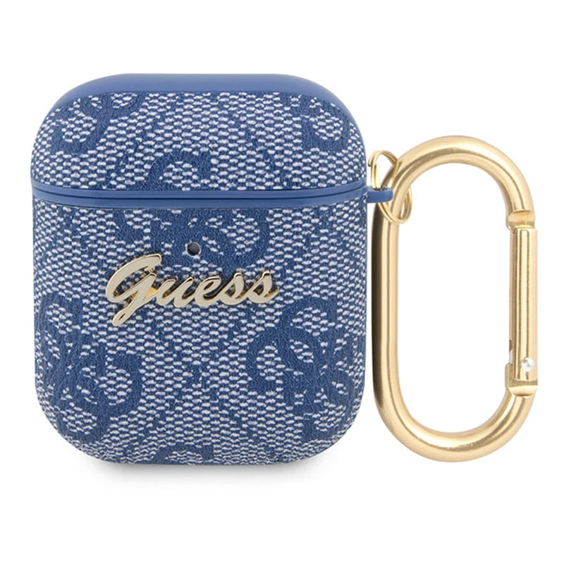 Чехол для Airpods 3 Guess PU leather 4G с карабином и металлическим логотипом (GUA34GSMK) Серый