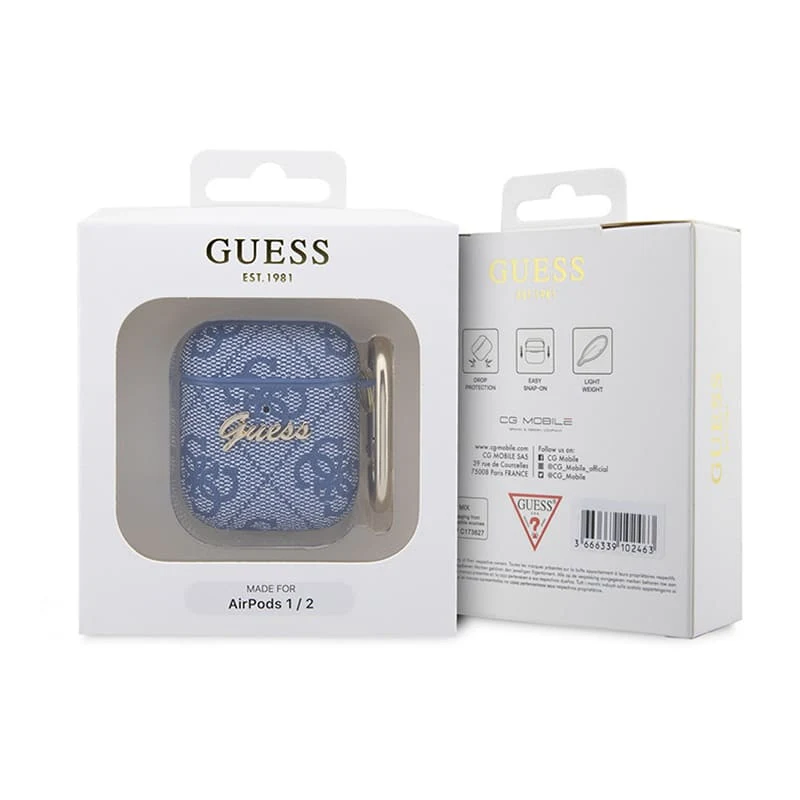 Чехол для Airpods 3 Guess PU leather 4G с карабином и металлическим логотипом (GUA34GSMK) Серый