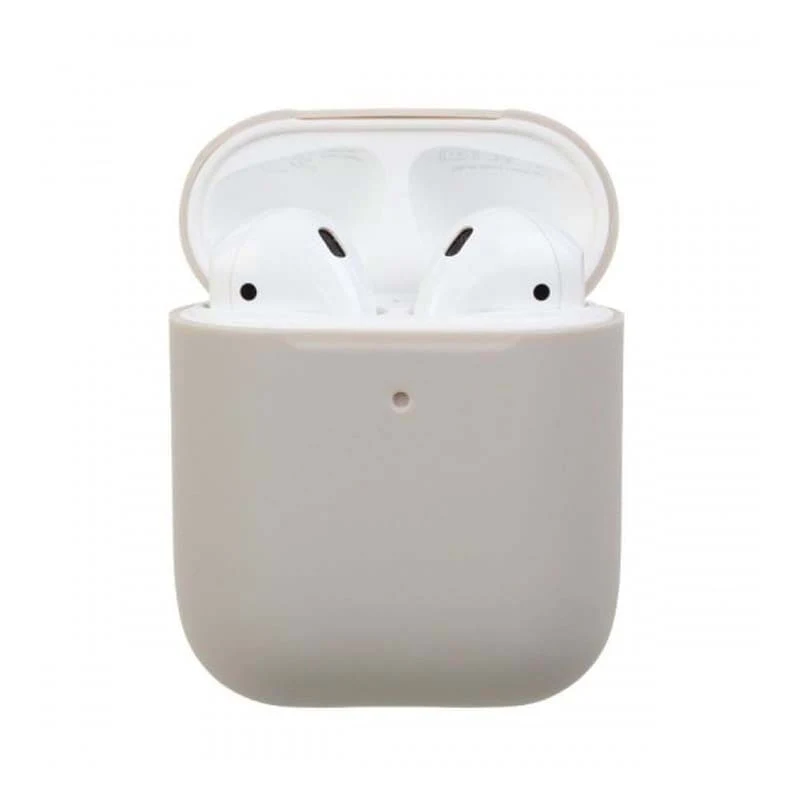 Чехол для Apple AirPods 1/2 Silicone Case Stone White, белый камень