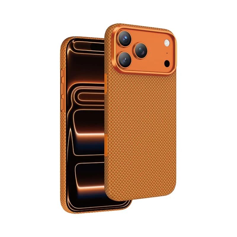 Чехол для iPhone 17 Pro с MagSafe KEEPHONE Kevlar Norra Шахматное плетение оранжевый