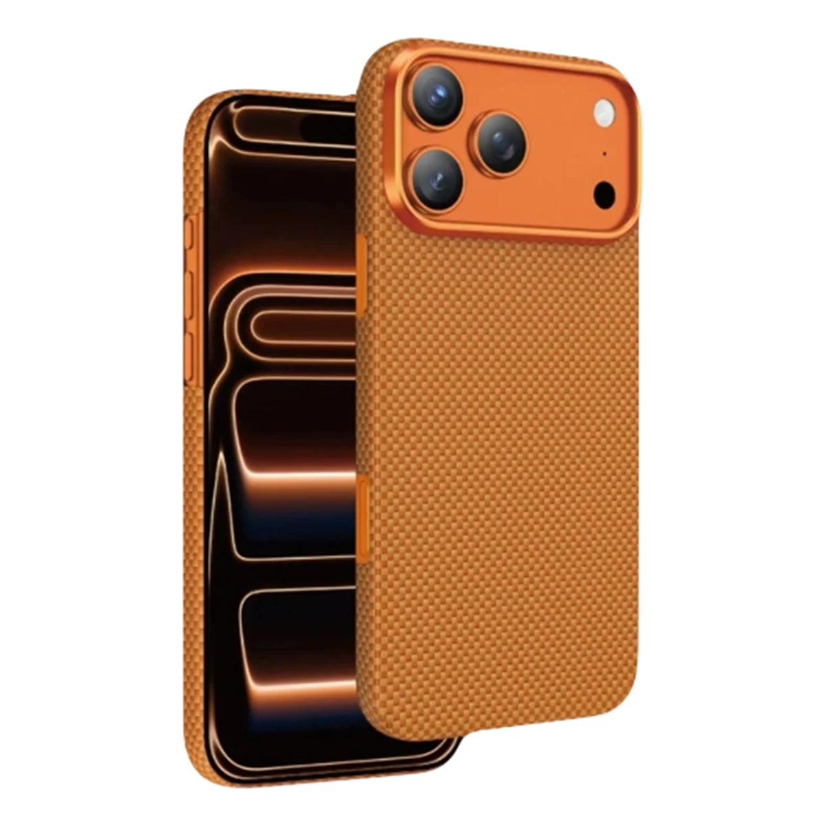 Чехол для iPhone 17 Pro Max с MagSafe KEEPHONE Kevlar Norra Шахматное плетение оранжевый