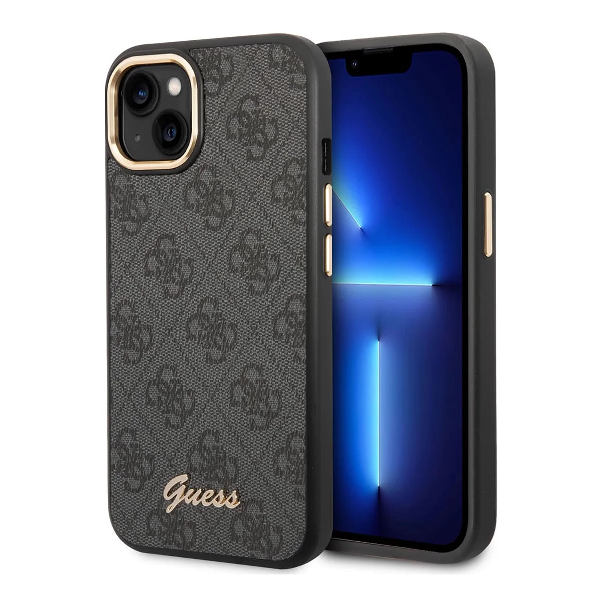 Чехол Guess для iPhone 14 CG Mobile PU 4G Script metal logo Hard (GUHCP14SHG4SHK) Черный