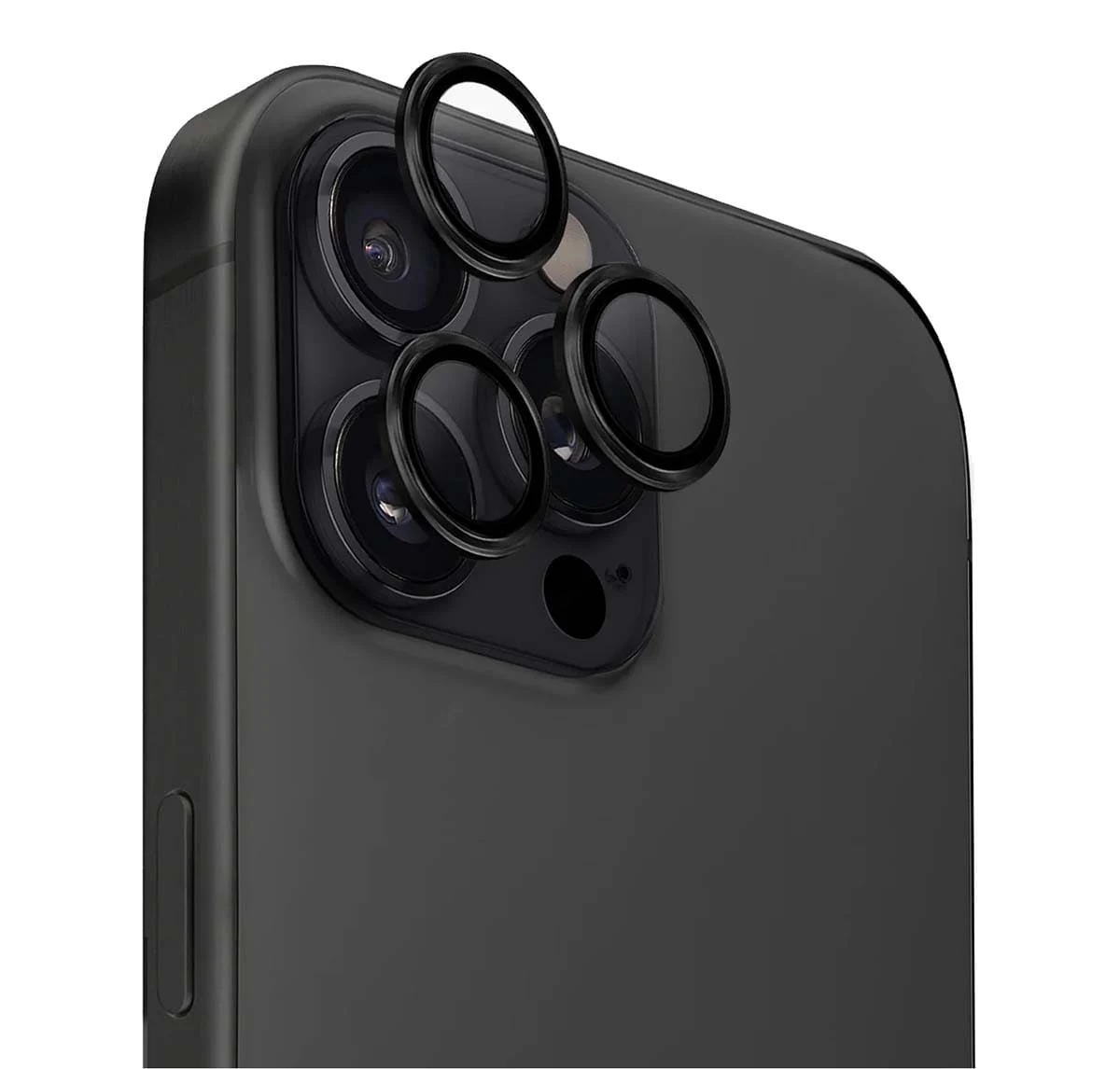 Защитное стекло для камеры iPhone 16 Pro/16 Pro Max UNIQ OPTIX Camera Lens AluGuard (IP6.3P-6.9P(2024)-ALENSBLK) Чёрный