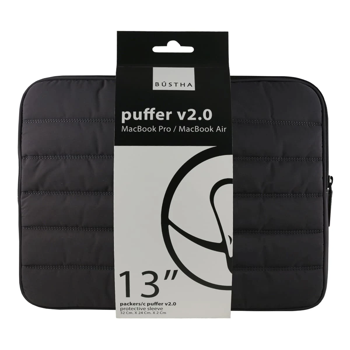 Чехол для Macbook Air/Pro 13 (18/20) Bustha Puffer Sleeve Nylo/Leather (BST755249) Asphalt