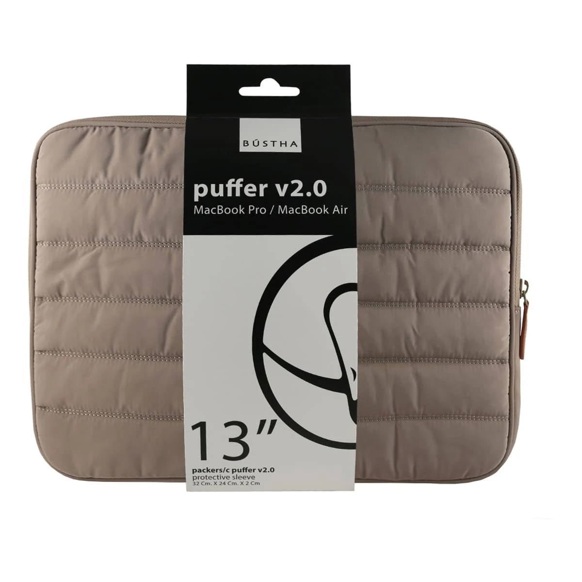 Чехол для Macbook Air/Pro 13 (18/20) Bustha Puffer Sleeve Nylo/Leather (BST755248) Stone