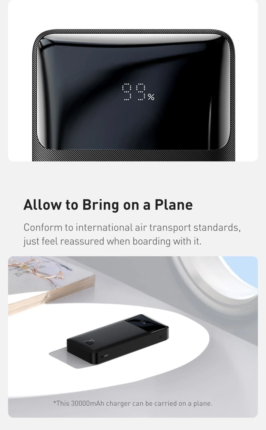 Внешний аккумулятор Baseus 30000mAh Bipow Digital Display PoВтer Bank 20Вт PPDML-N01 (PPBD30K) Чёрный