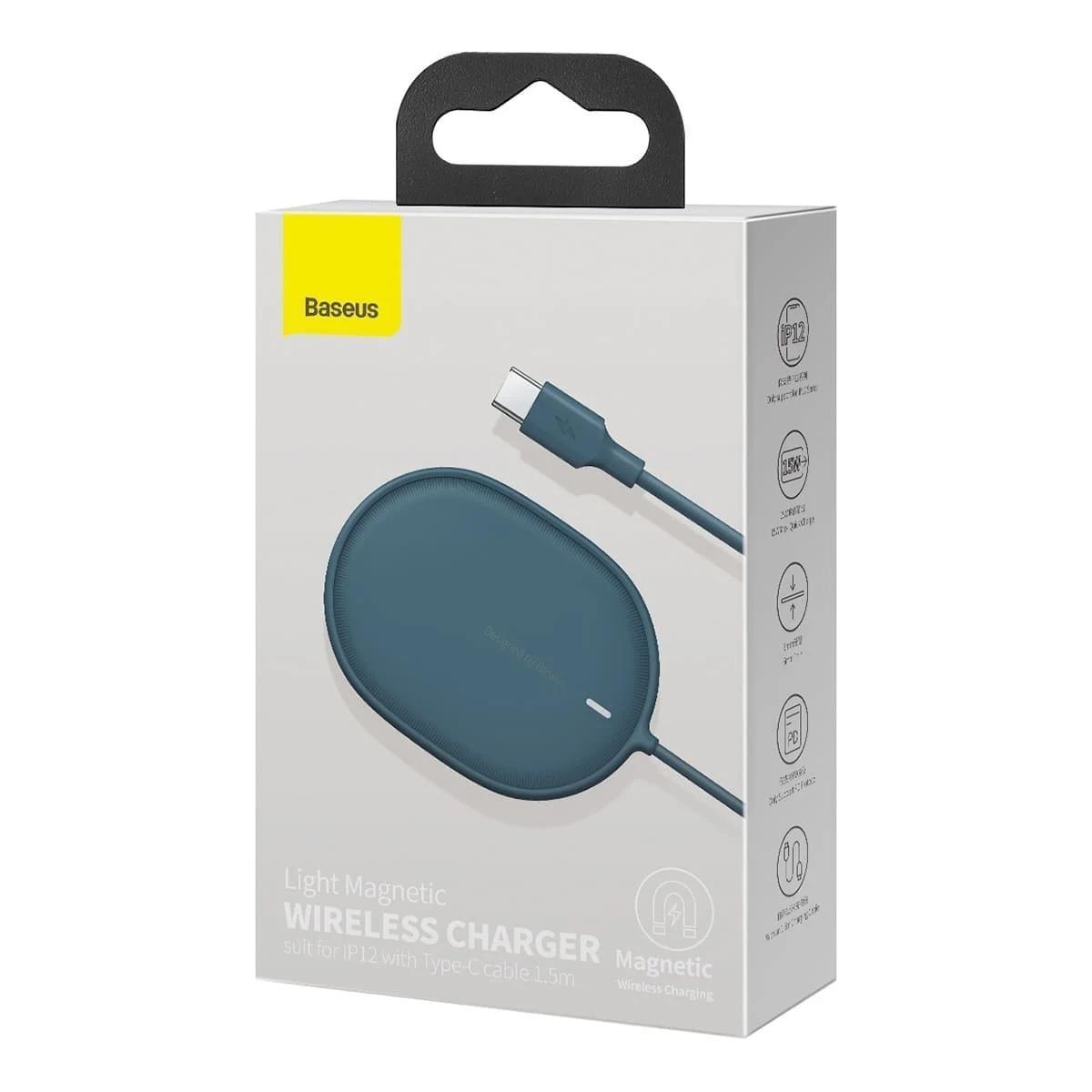Беспроводное зарядное устройство 15w Baseus Light Magnetic Wireless Charger, Type-C кабель 1,5 м (WXQJ-03) Синий