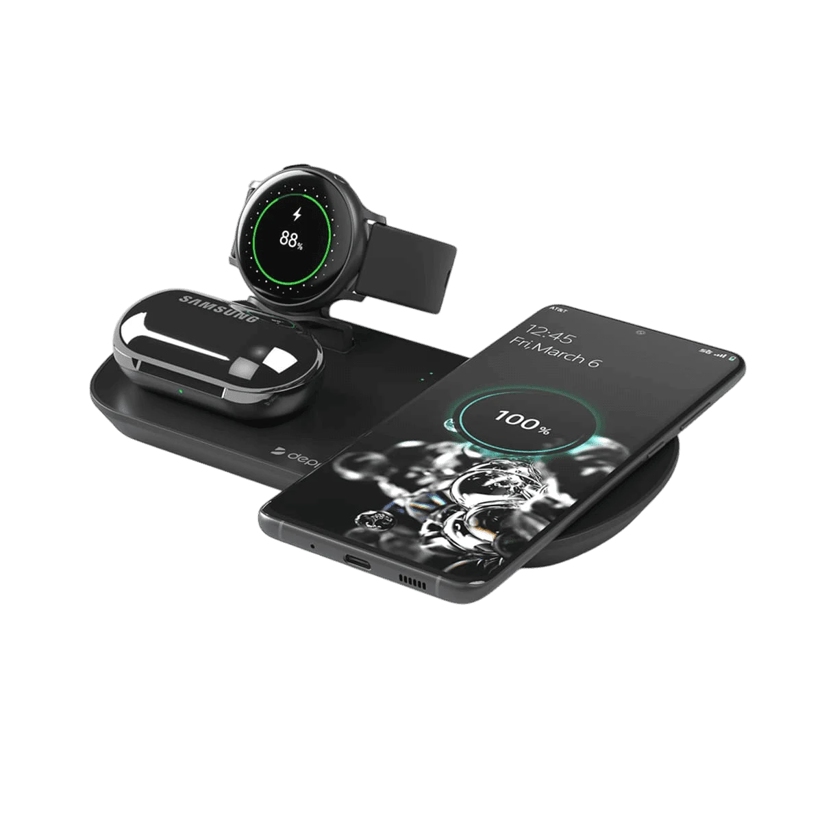 Зарядная станция Deppa 3в1 17,5W (24011) Black, чёрный