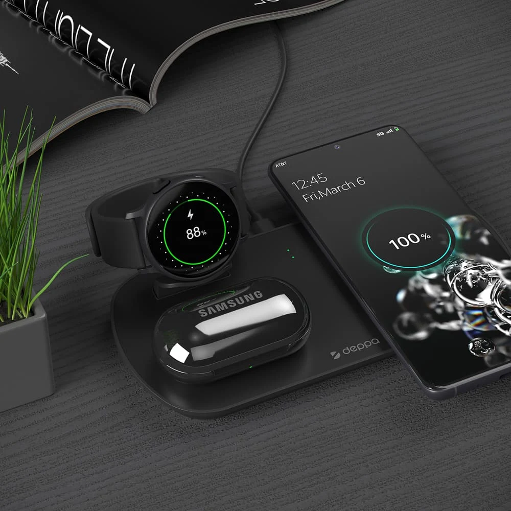 Зарядная станция Deppa 3в1 17,5W (24011) Black, чёрный