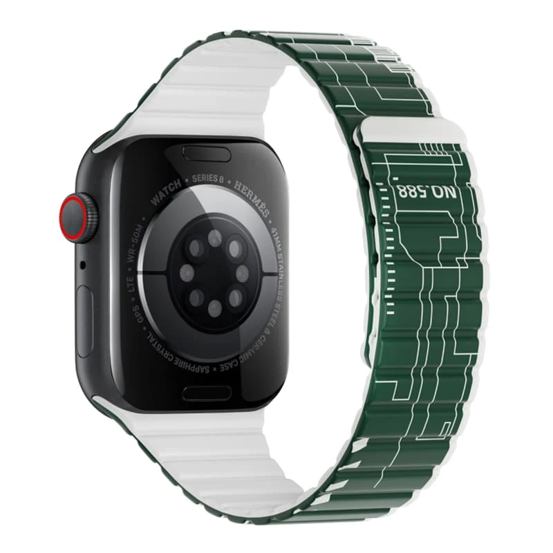 Ремешок для iWatch на 42/44/45/49 мм WiWU Smart Magnetic Silicone (Wi-WB010) Green+Gray
