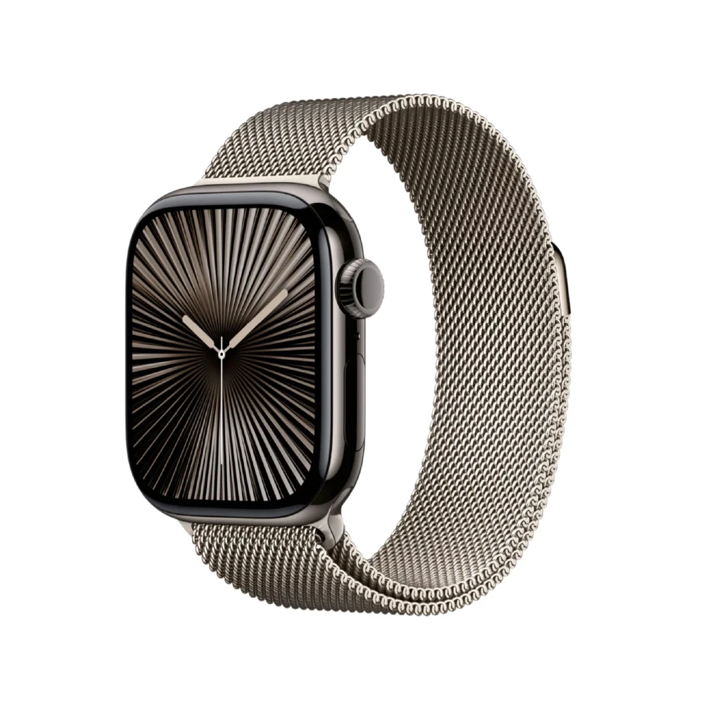 Ремешок для Apple Watch 42/44/45/46/49 mm Gurdini Titanium Milanese Loop, Natural