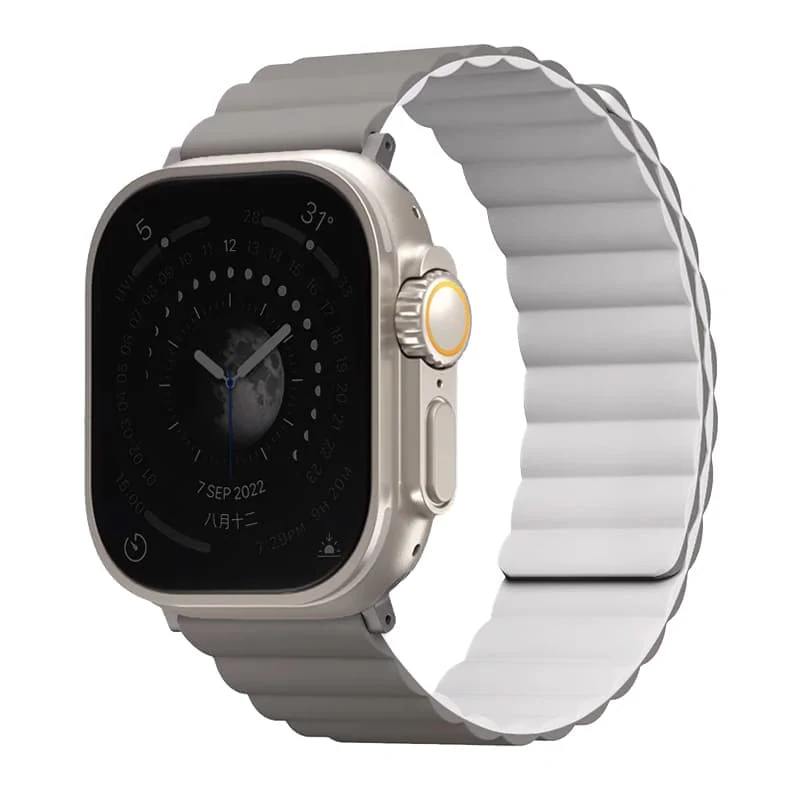 Ремешок для Apple Watch 49/45/44/42 mm UNIQ Revix Reversible Magnetic (49MM-REVAGRYDWHT) Белый/Серый
