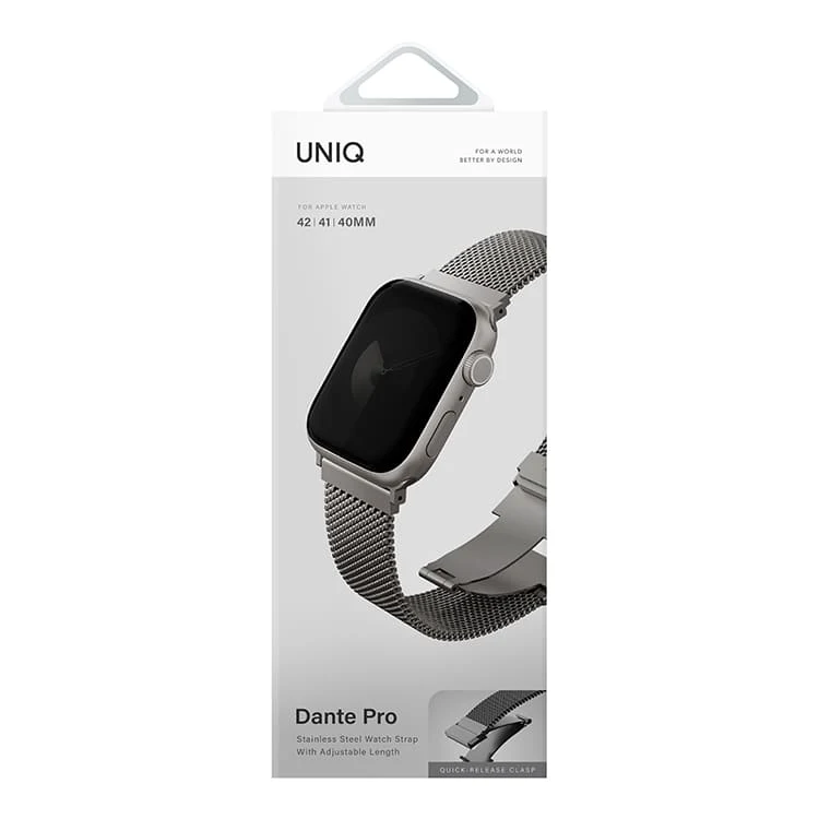 Ремешок для Apple Watch 38/40/41/42 mm UNIQ Dante Pro Titanium Silver, серебристый