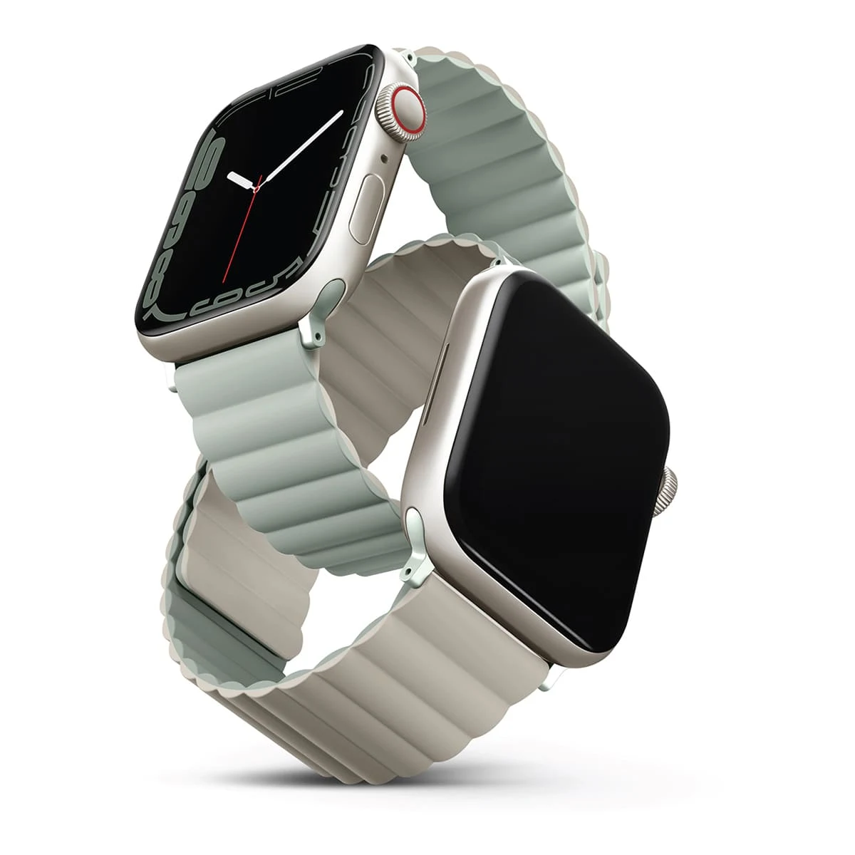 Ремешок для Apple Watch 42/44/45/49 mm UNIQ Revix reversible Magnetic (45MM-REVSAGBEG) Зелёный/Бежевый