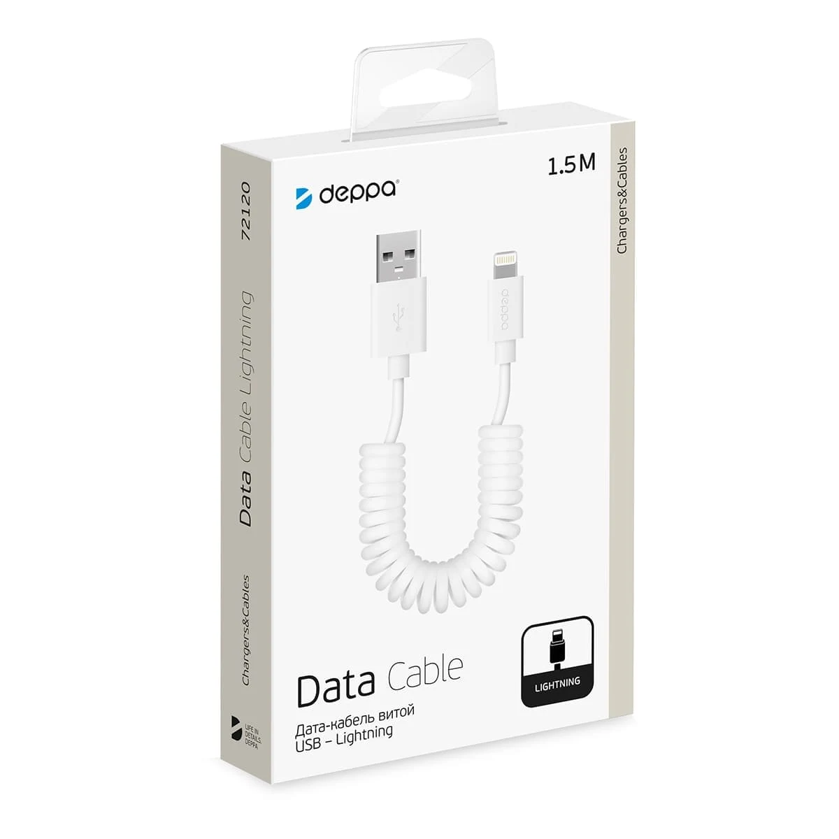 Дата-кабель Deppa USB - Lightning витой, 1,5 м (72120) Белый