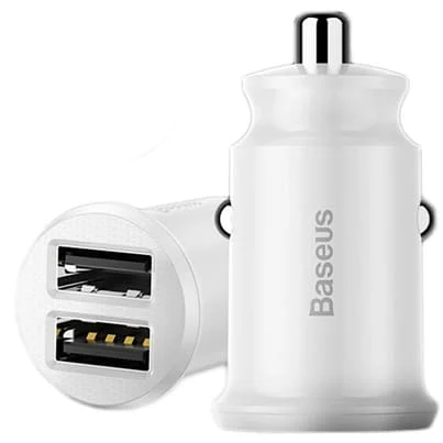 Автомобильное зарядное устройство Baseus 2 USB Fast Charging 3.1A Grain Car Charger Белый