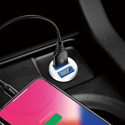 Автомобильное зарядное устройство Baseus 2 USB Fast Charging 3.1A Grain Car Charger Белый