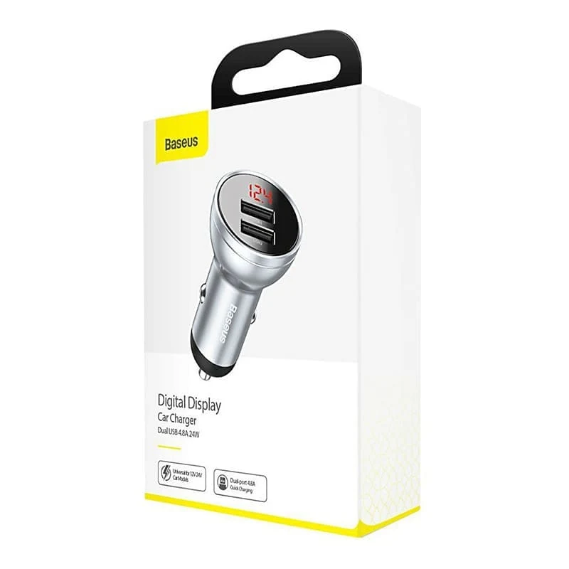 Автомобильное ЗУ 2xUSB Baseus Digital Display VCBXA-S (CCBX-0S) Серый