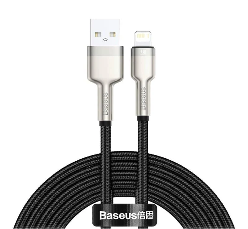 Кабель Baseus Cafule Series Metal Data Cable USB to iP 2,4A, 2 м (CALJK-B01) Чёрный