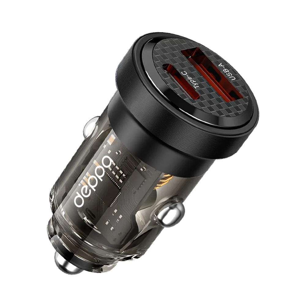 АЗУ Deppa USB A + USB-C, PD, QC 3.0, 30W, Crystal (11218) Черный