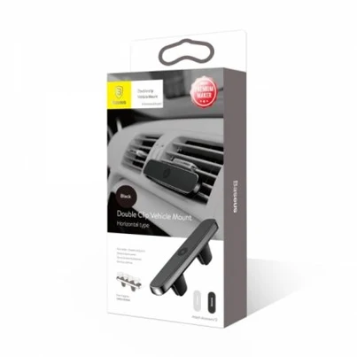 Магнитный держатель в печку Baseus Double clip на 2 устройства (SUHS-DP01) Черный