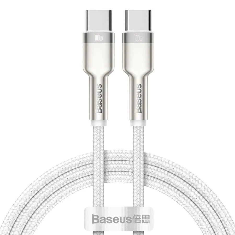 Кабель Baseus Cafule Series Metal Data Cable Type-C - Type-C, 100W, 1 м (CATJK-C02) Белый