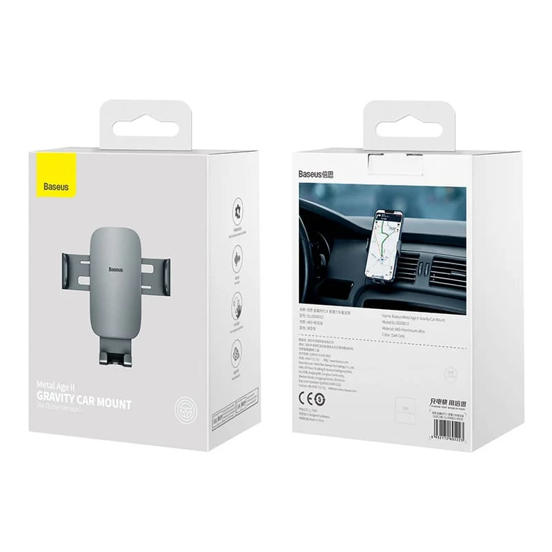 Автомобильный держатель Baseus Metal Age II Gravity Car Mount (SUJS000013) Серый