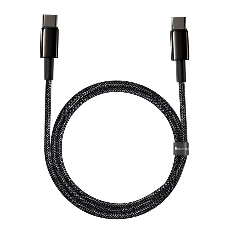 Кабель Baseus Type-C – Type-C Tungsten Gold Fast Charging Data Cable, 100W, 2 м (CATWJ-A01) Черный