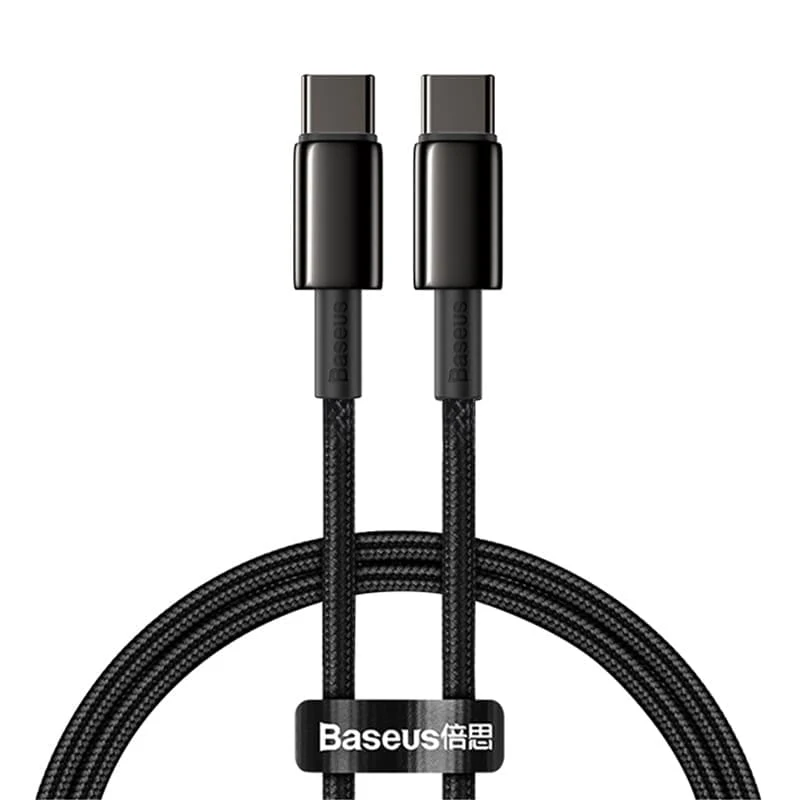 Кабель Baseus Type-C – Type-C Tungsten Gold Fast Charging Data Cable, 100W, 2 м (CATWJ-A01) Черный