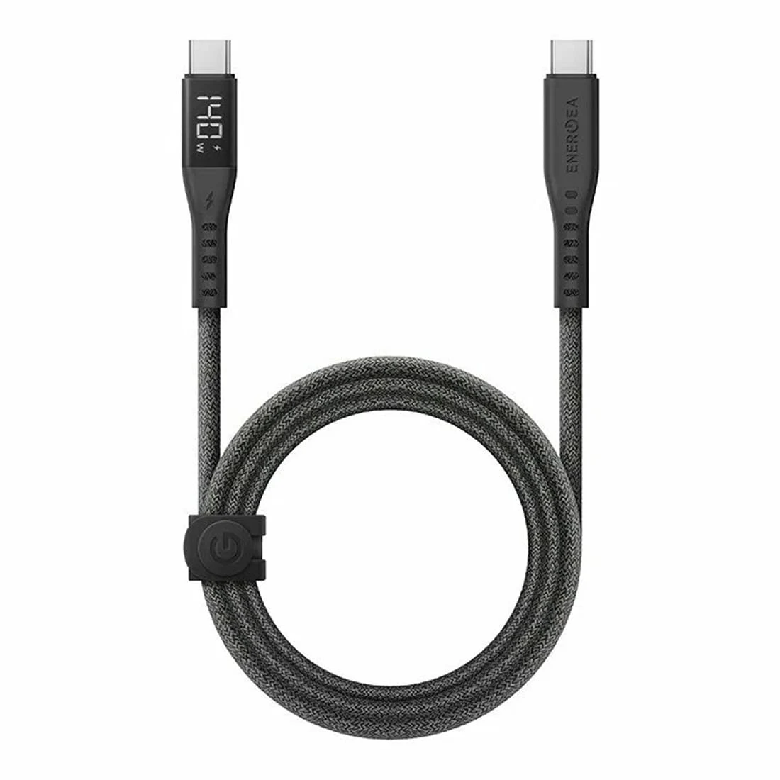 Кабель EnergEA FLOW USB-C на USB-C 5A DISPLAY 1,5 м (PD240W) Nanoweave Magnetic tie Черный