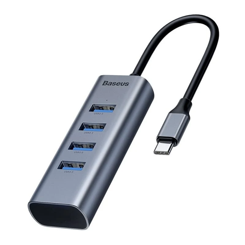 Переходник Baseus для MacBook HUB Enjoy series (Type-C to USB3.0*4 + PD) (CAHUB-Q0G) Deep Grey, тёмно-серый