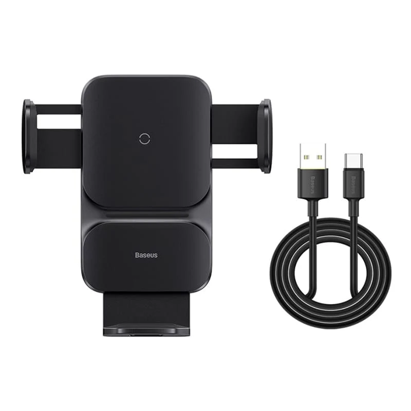 Автомобильный держатель с функцией беспроводной зарядки Baseus Wisdom Auto Alignment Car Mount Wireless Charger (QI 15W) Air Outlet Base (CGZX000001) Черный