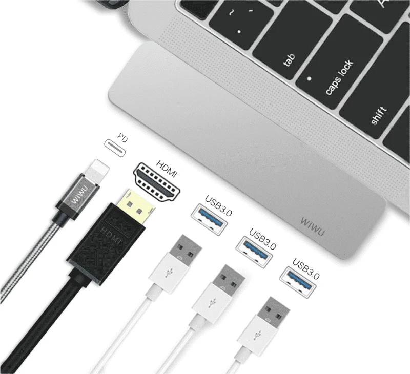 Хаб WiWU USB Type-C HUB 5в1 T6Pro Серый
