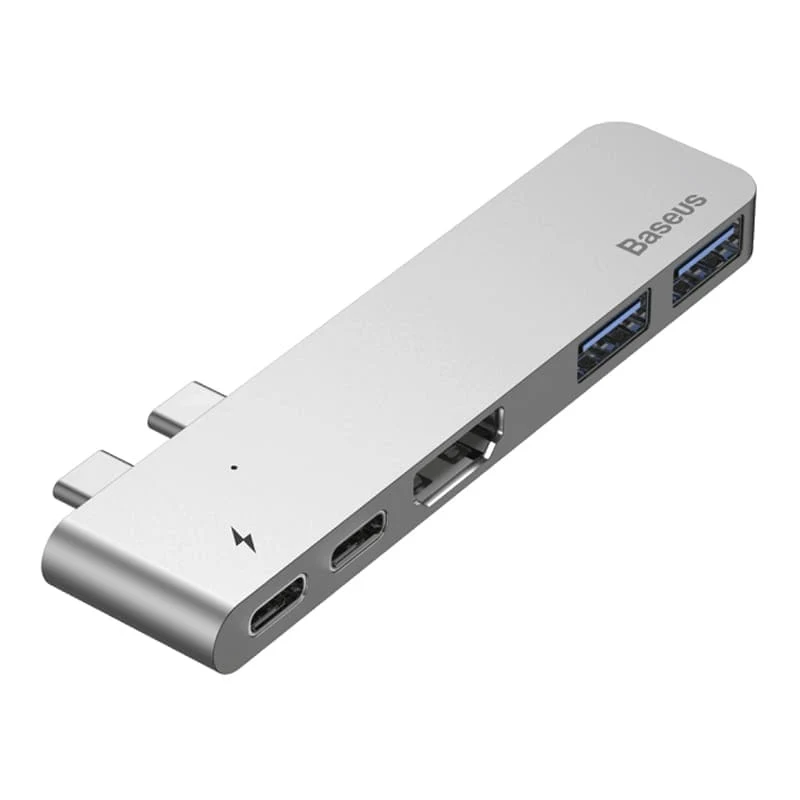 Переходник Baseus для MacBook HUB TB3 C+ (Dual Type-C to USB3.0/HDMI/Type-C) (CAHUB-B0G) Deep Grey, тёмно-серый