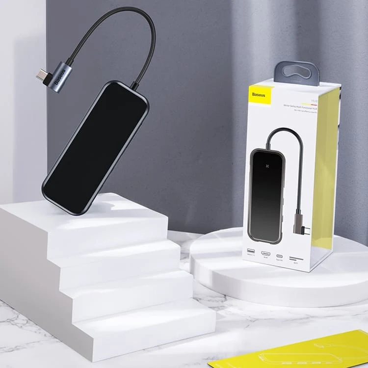 Переходник Baseus для MacBook HUB Multifunctional (Type-C to 3xUSB3.0+HD4K+SD/TF+PD) (CAHUB-CZ0G) Deep Grey, тёмно-серый