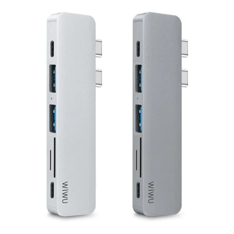 Хаб WiWU 2*USB3.0+2*Type-C+HDMI+SD+TF (T8) Серый
