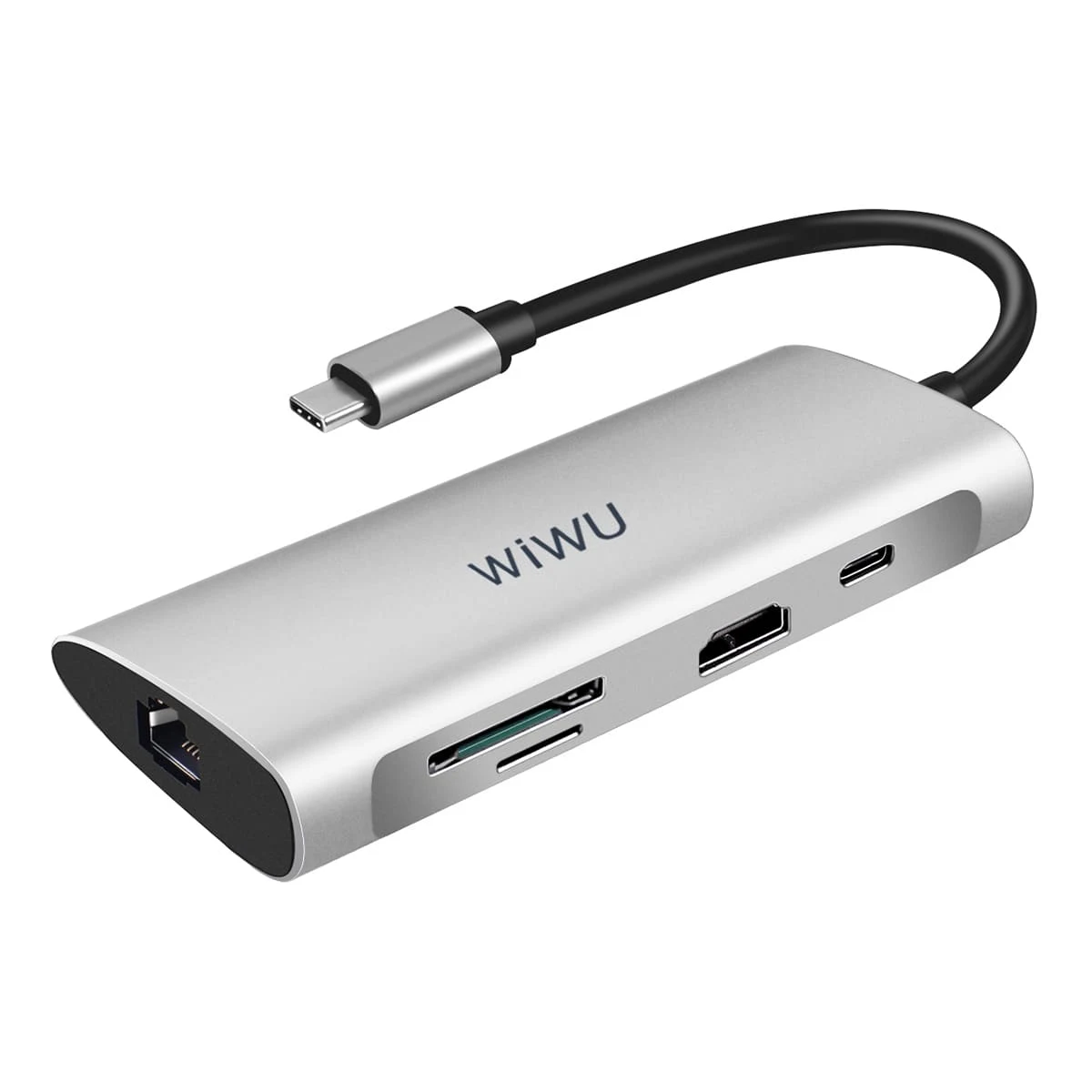 Хаб WiWU Alpha 3*USB3.0+SD+Micro SD+HDMI+RJ45+Type C (831HRT) Серый