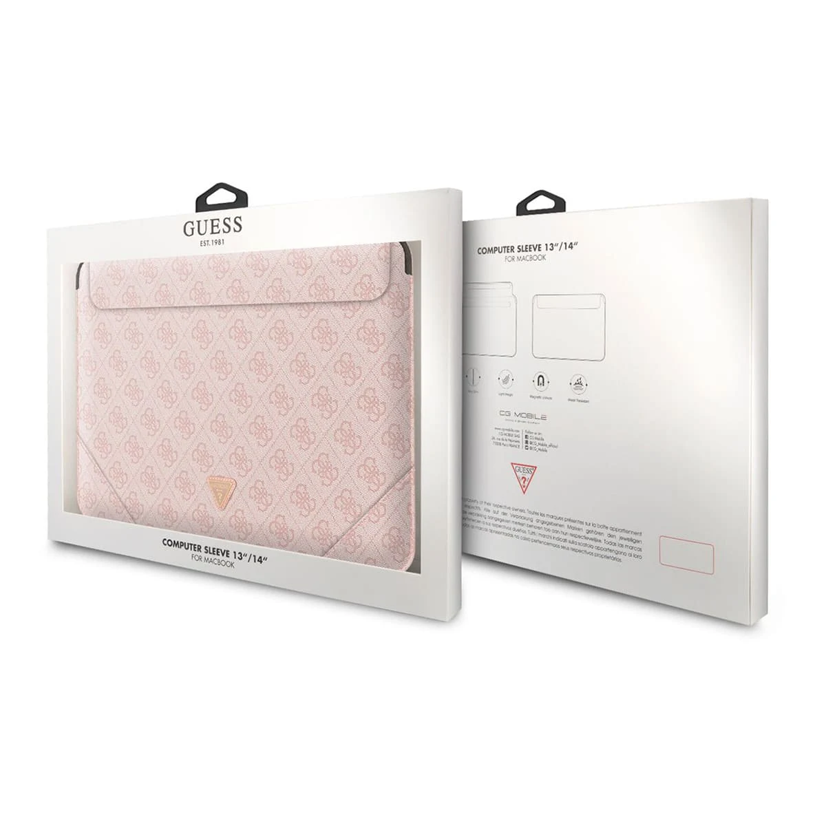 Чехол Guess для ноутбуков 13"/14" Sleeve 4G with Triangle metal logo (GUCS14P4TP) Розовый